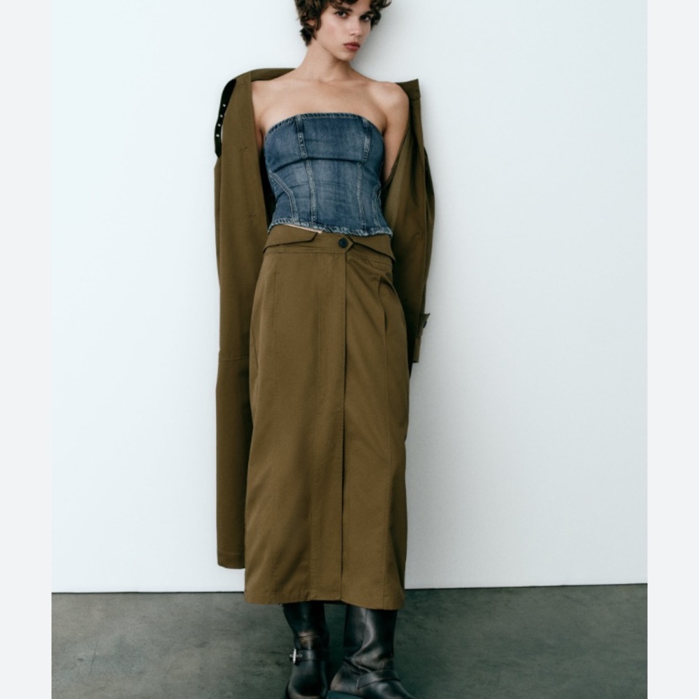 Zara fold over waist midi skirt